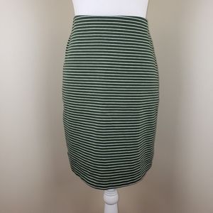 Old Navy Green & White Striped Ponte Pencil Skirt